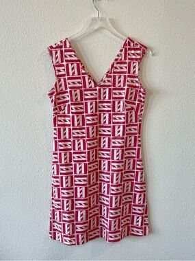 Mahi Gold V Neck Paradis Dress in Red Nautical Flag Print Dress